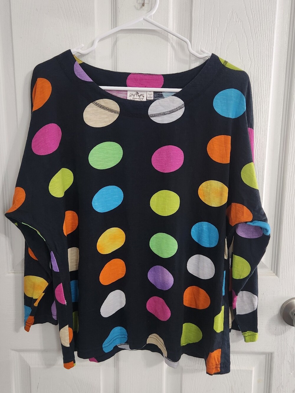 Parsley & Sage cotton polka dot long sleeve shirt quirky unique size medium twee